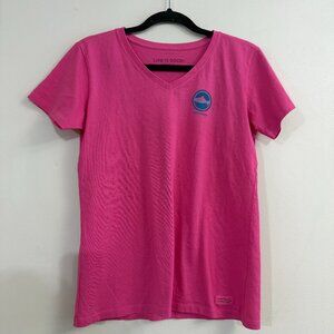 Life Is Good tshirt v-neck pink size S Crusher Tee EUC